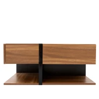 Quadratischer Couchtisch 78x78 cm, Modernes Design mit Unterablage fürs Wohnzimmer, Naturfarbe(m-8)