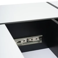 Elegantă măsuță de cafea lucioasă cu 4 sertare, compartiment de depozitare integrat, 70×70×35 cm, Alb+Negru(m-8)