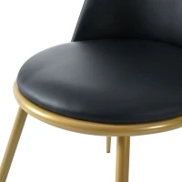 Set di 2 sedie da pranzo, ergonomiche, sedile in pelle PU, telaio in metallo, gambe stabili, 44×41×88 cm, Nero(m-6)