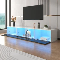 Fernsehschrank Hochglanz Led Beleuchtung Modern Design fürs Wohnzimmer Schwarz Weiß(m-5)