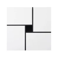 Couchtisch 70x70x35 cm mit 4 Schubladen, Modern Design, Schwarz-Weiß(m-12)