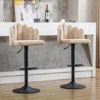 Set di 2 sgabelli da bar velluto, girevoli e regolabili in altezza, sedie moderne con poggiapiedi per ristoranti e bar, Beige(m-4)