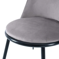 Esszimmerstuhl-Set (2 Stk), Polster in Samtoptik, Metallgestell, ergonomische Rückenlehne, Tragfähigkeit 150 kg, 50×48×88 cm, Grau(m-6)