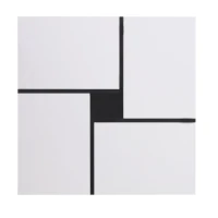 Table basse carrée moderne,  5 compartiments ouverts,  compartiment de rangement central 10x10 cm, 70x70x35 cm, Noir Blanc(m-12)