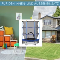 HOMCOM Kindertrampoline, Ø140 cm, met Veiligheidsnet, Binnen en Buiten, Staal, Kunststof, Tot 50 kg Belastbaar, Blauw(m-5)