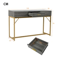 Konsolentisch mit Schublade, Leichter Luxus-Stil, MDF-Tischplatte, Metallgestell, 120×38×76 cm, Grau(m-3)