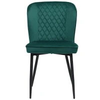 Chaise de salle à manger (lot de 2), chaise rembourrée avec dossier, assise en velours et structure en métal, Vert(m-4)