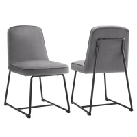 Set da 2 sedie da pranzo in velluto, sedia imbottita con schienale per sala da pranzo/soggiorno, 46x45x81,5 cm, Grigio(m-10)