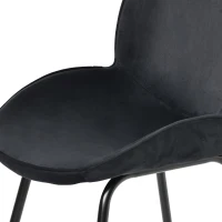 Chaise de salle à manger (lot de 2), dossier rond, rembourrage en velours, structure en métal, ergonomique, Noir(m-6)