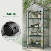 Outsunny Serra per Piante Verticale con Scaffale a 4 Ripiani in Acciaio e PVC Bianco, 69x50x165cm(m-7)