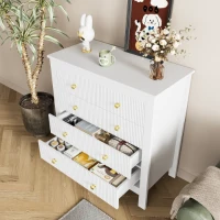 Buffet avec 5 tiroirs, Design de tiroirs unique, Poignées dorées, Construction robuste, Grand espace de rangement, Blanc(m-5)