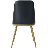 Set di 2 sedie da pranzo, ergonomiche, sedile in pelle PU, telaio in metallo, gambe stabili, 44×41×88 cm, Nero(m-9)