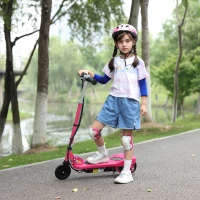 HOMCOM Folding Electric Kids Scooter Ride on Age 7-14, Pink(m-10)