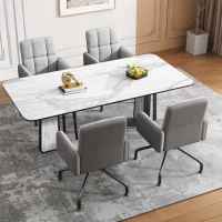 Esszimmerstuhl in Samtoptik mit abnehmbaren Armlehnen, ergonomischem Design und einfacher Montage, 1er-Set, Grau(m-4)