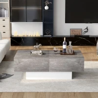 Tavolino con finitura lucida, tavolo estensibile e spazio per riporre, design moderno, 91,02×62,52×18,01 cm, Grigio(m-1)