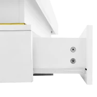 Table basse en laque brillante avec tiroirs et accents dorés, Blanc(m-8)