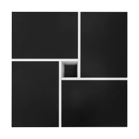 Table basse carrée moderne,  70×70×35 cm,  design noir et blanc,  5 compartiments ouverts,  compartiment central 10×10 cm, Blanc+Noir(m-11)