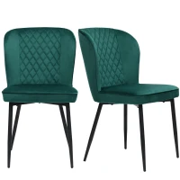 Set de 2 scaune de prânz, scaun tapițat cu spătar, șezut din catifea și structură metalică, 47×43×86 cm, Verde(m-1)