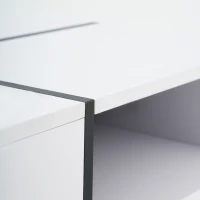 Table basse carrée moderne,  5 compartiments ouverts,  compartiment de rangement central 10x10 cm, 70x70x35 cm, Noir Blanc(m-8)