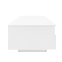 Tavolino da salotto LED lucido con 2 cassetti, con luci LED a 16 colori e USB, 95×50×35 cm, Bianco(m-12)