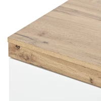 Table de chevet avec deux tiroirs, commode de nuit en panneau de particules, beaucoup d'espace de rangement, Blanc+Chêne(m-7)