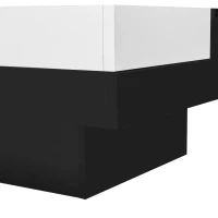 Quadratischer Couchtisch mit LED-Lichteffekt und abnehmbarer Aufbewahrungsbox, Schwarz(m-10)