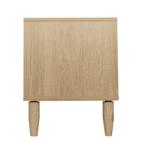 Meuble TV en rotin 150×40×50 cm,  avec 2 portes en rotin,  2 tiroirs,  étagère réglable en hauteur et gestion des câbles,  pour téléviseur jusqu'à 60 pouces, Chêne(m-12)