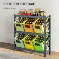 HOMCOM Raft Autoportant pentru Cutii cu 3 Niveluri, Raft pentru 6 Cutii cu Înălțime Reglabilă, 110x30x110 cm, Gri(m-5)