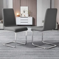 Freischwinger Stuhl Set (2 Stk.), Verchromtes Metallgestell, bis 150 kg belastbar, weich gepolstert, ergonomisch, verstellbare Füße, 47×48,5×93 cm, Grau(m-2)