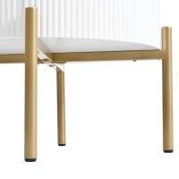 Table d'appoint avec tiroirs, structure en marbre, pieds et poignées dorés réglables, 50×50×51 cm, Blanc(m-9)