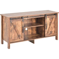 TV-Schrank im Industrie-Design, Sideboard mit 2 Schiebetüren und verstellbaren Ablagen, 120×40×60,5 cm,  Braun(m-2)
