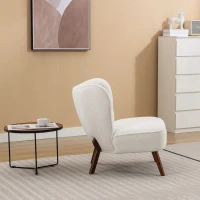 Freizeitstuhl mit extra hoher Rückenlehne, ergonomisches Design, Beine aus massivem Walnussholz, 75×77×85 cm, Weiß(m-5)