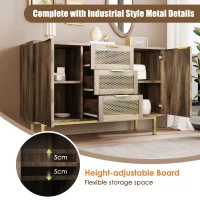 Sideboard Cabinet with 3 Drawers and 2 Doors, Metal Handles, Chest of Drawers for Bedroom, Hallway, 120L x 40W x 76H cm, Dark Brown(m-4)