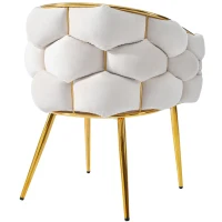 Esszimmerstühle, Luxus-Stuhl mit Goldglanz, edel-samtbezug, verstellbare Vorderbeinstützen, 70x47x80 cm, Beige(m-7)