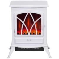 HOMCOM 1kW-2kW Vintage Electric Fireplace Heater - White(m-11)