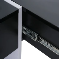 Eleganter Hochglanz-Couchtisch mit integriertem Staufach und 4 Schubladen, 70×70×35 cm, maximale Belastbarkeit 30 kg,  Schwarz+Weiß(m-8)