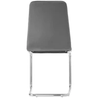 Freischwinger Stuhl Set (2 Stk.), Verchromtes Metallgestell, bis 150 kg belastbar, weich gepolstert, ergonomisch, verstellbare Füße, 47×48,5×93 cm, Grau(m-8)