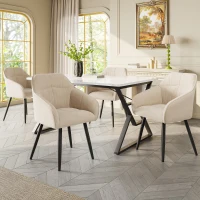 Esstisch mit Metallbeinen, moderner Marmortisch, stabiles Metallgestell, verstellbare Füße, 119×70×75cm, Weiß+Schwarz(m-1)