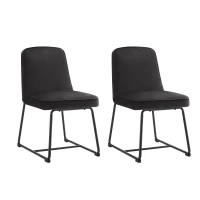 Set de 2 scaune de sufragerie din catifea, scaun tapițat cu spătar pentru sufragerie/living, 46x45x81,5 cm, Negru(m-1)