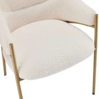 Chaise de salle à manger avec accoudoirs, tissu Sherpa, coussin de siège épaissi, dossier ergonomique, Beige(m-5)