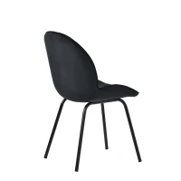 Chaise de salle à manger (lot de 2), dossier rond, rembourrage en velours, structure en métal, ergonomique, Noir(m-9)