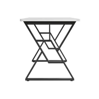 Esstisch mit Metallbeinen, moderner Marmortisch, stabiles Metallgestell, verstellbare Füße, 119×70×75cm, Weiß+Schwarz(m-10)