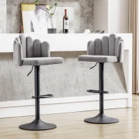 Tabourets de bar en velours, lot de 2, pivotants et réglables en hauteur, chaises de loisirs modernes avec repose-pieds pour restaurants et bars,Gris(m-1)