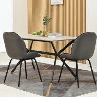 Set de 2 scaune de prânz, spătar rotund, tapițerie din catifea, structură metalică, ergonomice, Gri(m-2)
