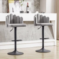 Tabourets de bar en velours, lot de 2, pivotants et réglables en hauteur, chaises de loisirs modernes avec repose-pieds pour restaurants et bars,Gris(m-5)