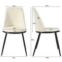 Set de 2 scaune de prânz, design ergonomic, tapițerie din catifea, structură metalică, 44×41×88 cm, Bej(m-3)