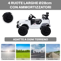 HOMCOM Macchina Elettrica per Bambini Jeep Fuoristrada con Telecomando, 2 Velocità 3-5km/h e USB, Bianco, 99.2x66.6x66.6cm(m-8)