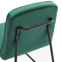 Chaises de salle à manger en velours, chaise de cuisine avec structure en métal noir, chaise rembourrée avec dossier pour salle à manger/salon, Vert(m-7)