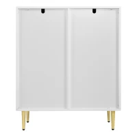 Sideboard mit 2 Türen, Kommode für Wohnzimmer, Bad- und Schlafzimmer, vergoldete Füße und Griff, florales Muster, stoßsicheres Eckdesign, 3 Einlegeböden, 6 Fächer, 75Lx40Bx90H, Golden+Weiß(m-13)