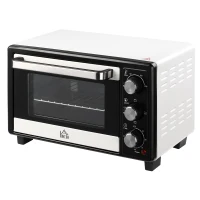 HOMCOM Cuptor Electric Ventilat cu Temperatură Reglabilă, 3 Moduri de Coacere, Tavă și Grătar, 44x32x28 cm, Alb(m-13)